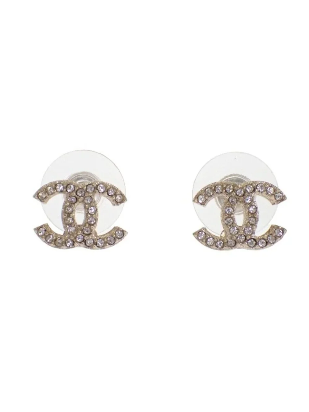 Chanel CC Logo Earrings Metal Crystal Gold Boxed Accessory Saree